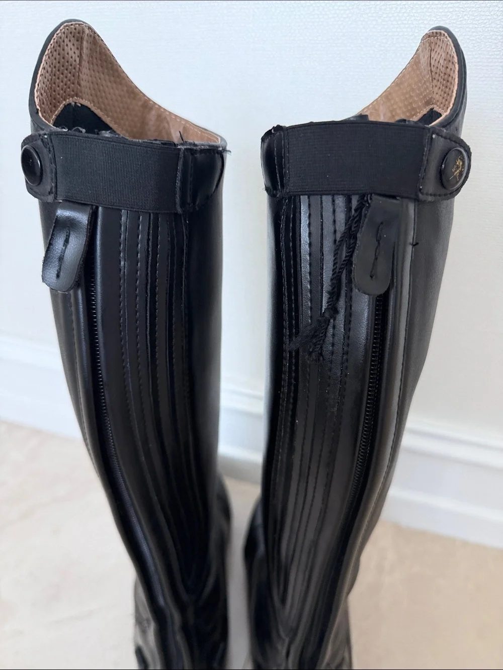 HORZE KIDS Tall Equestrian-Style Leather Boots - Black, Size 37 ( Big Kid 5-5,5)